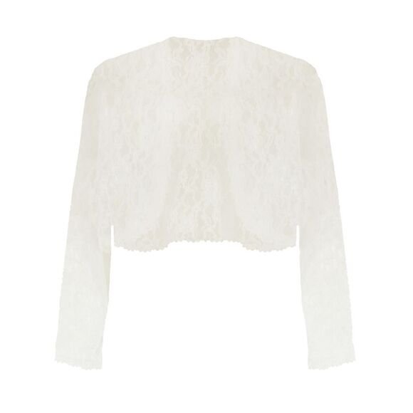 Long Sleeve Dressy Lace Cropped Bolero Shrug Jacket - Picture 1 of 5